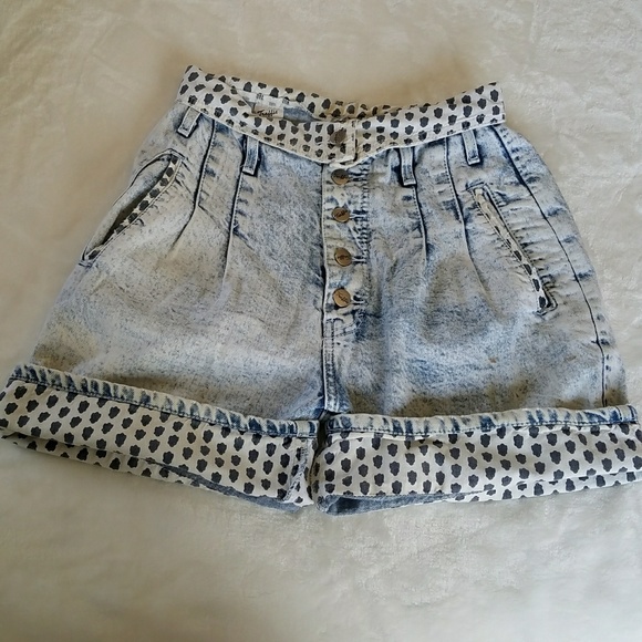 Vintage Pants - VINTAGE 80'S HIGH WAISTED ACID WASHED SHORTS 26
